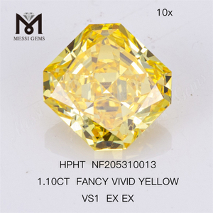 1.10ct VS1 EX EX Fancy Vivid Yellow Radiant Cut desenvolvido em laboratório diamante radiante
