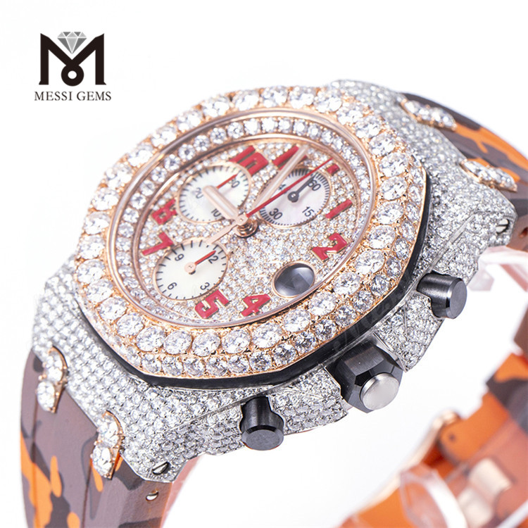 Relógio masculino de luxo com diamante moissanita com design personalizado