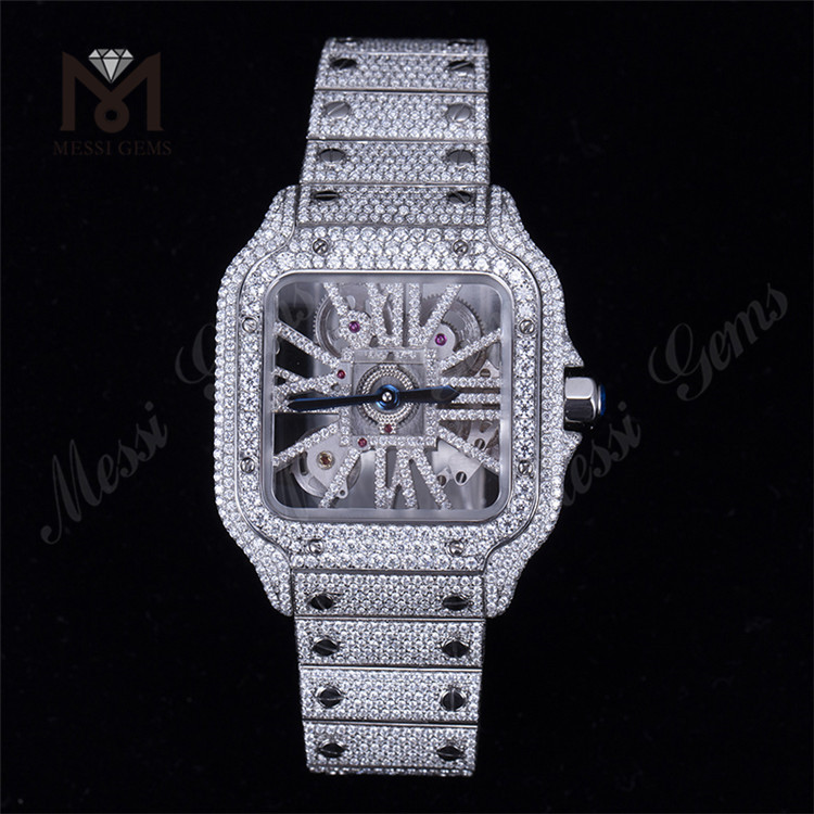 Relógio masculino e feminino de luxo com design personalizado, relógio moissanita com diamante e gelo 