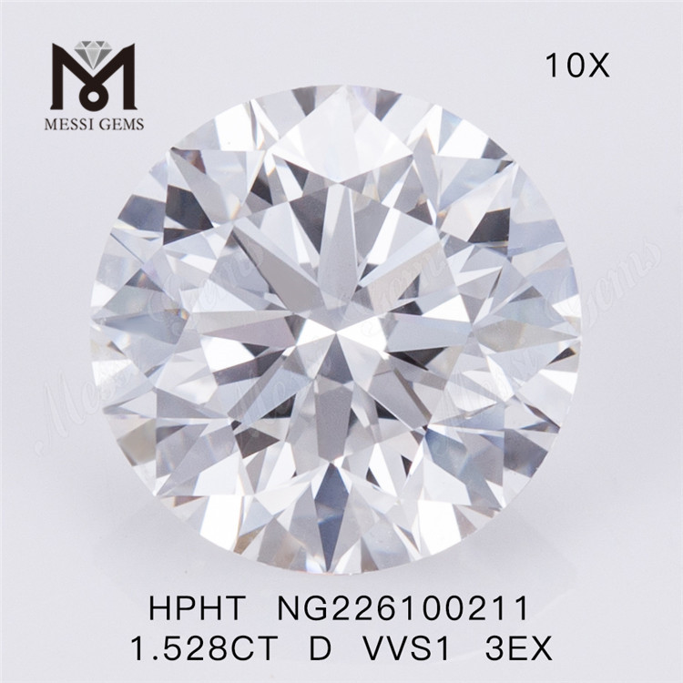 1,528 quilates D VVS1 3EX Preço do fabricante de diamantes cultivados em laboratório de corte redondo à venda