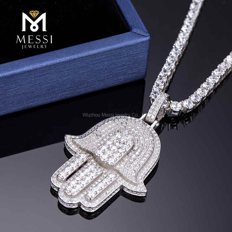 Moissanite Diamond Iced Out Pingente Hip Hop Corrente masculina Iced Out