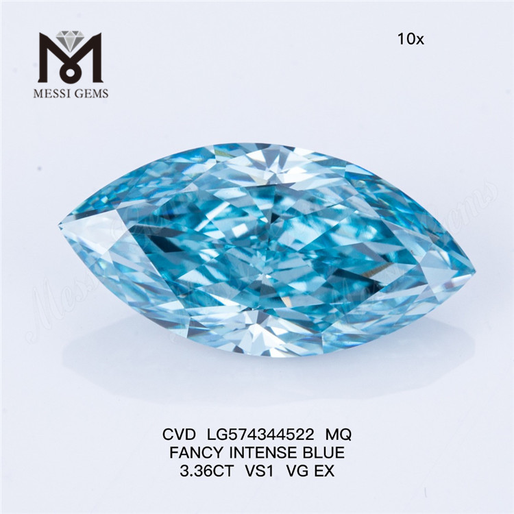 3.36CT VS1 VG EX 3ct MQ FANCY INTENSE BLUE diamantes azuis cultivados em laboratório preço CVD LG574344522