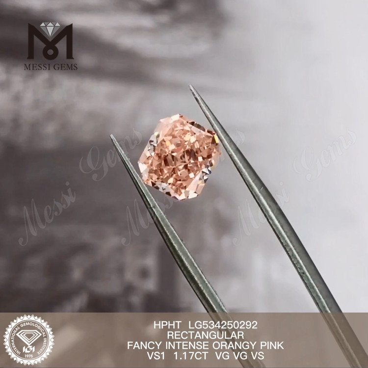 1,17ct Diamantes Sintéticos Retangulares Cor Rosa HPHT Laranja Rosa Soltos Lab Diamonds LG534250292