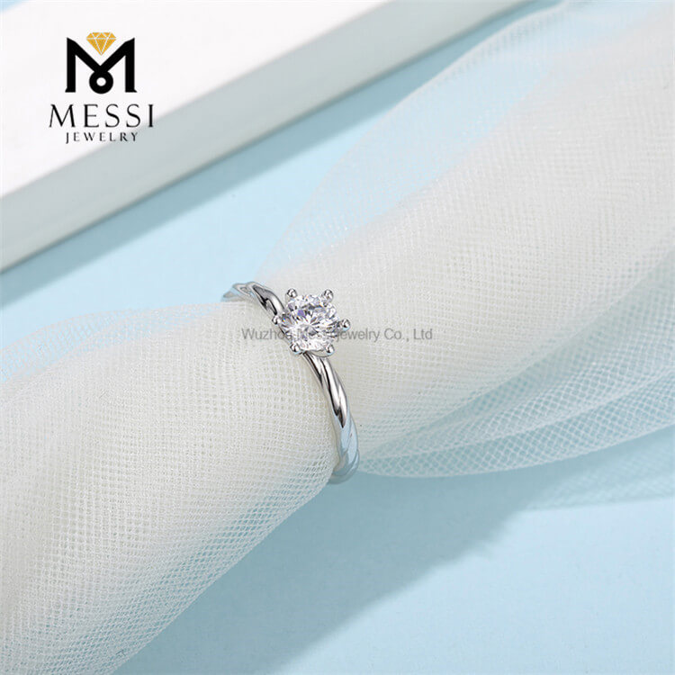 Anel de diamante moissanite 2ct anel de prata esterlina 925 para casamento
