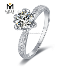 Jóias de presente de mulher banhado a ouro 14k 1 ct Moissanite diamante prata anel