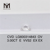 3CT E VVS2 EX para Cvd Oval em Diamante LG600314843 Todas as suas necessidades de joias丨Messigems
