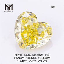 1.74CT VVS2 VG VG HS FANCY INTENSE AMARELO Fantasia Amarelo Diamante HPHT LG574344524