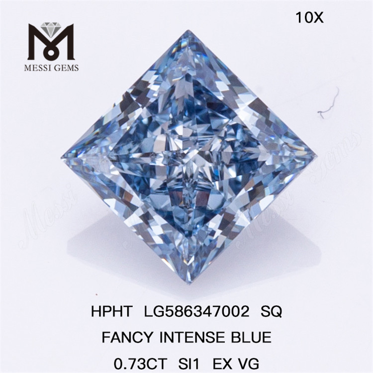 0.73CT SI1 EX VG SQ HPHT Diamante azul intenso extravagante LG586347002 de HPHT