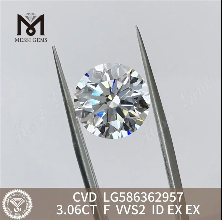 3.06CT F VVS2 ID EX EX 3ct Diamantes CVD soltos diretamente da fábrica LG586362957丨Messigems 