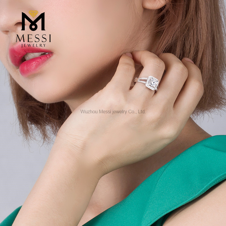 14 anéis de noivado com halo de ouro 18k, joias de ouro branco, presentes femininos, design clássico mais vendido 