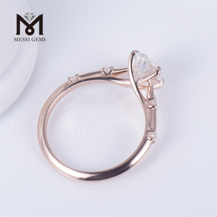 anel de ouro rosa de casamento personalizado anel oval de diamante cultivado em laboratório IGI