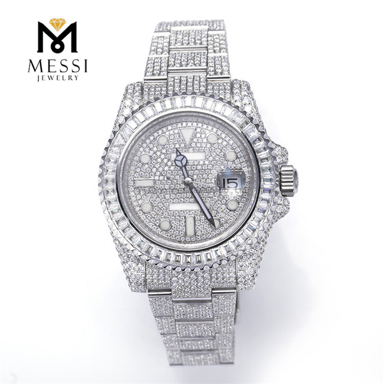 Relógio de moissanite masculino de alta qualidade, congelado, 39,8 mm, testador de diamante