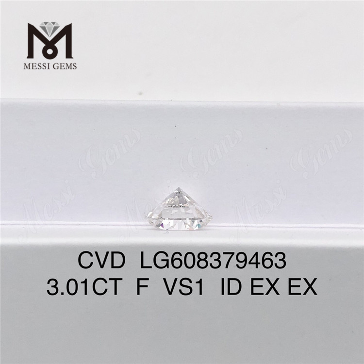 3.01CT F VS1 Diamante de laboratório redondo 3ct cvd Pedra preciosa ecológica丨Messigems LG608379463