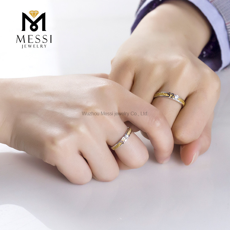 Joia de diamante real personalizada aliança de casamento de ouro 18k anéis de amantes