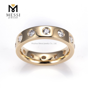 Anéis de diamante em formato redondo em ouro amarelo 18k, estilo fashion, produzidos em laboratório